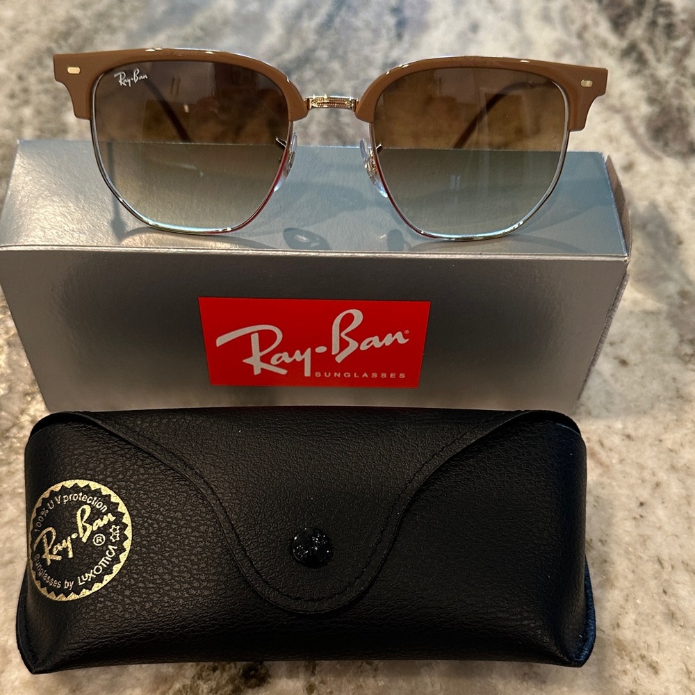 Ray-Ban Tan and Gold Sunglasses